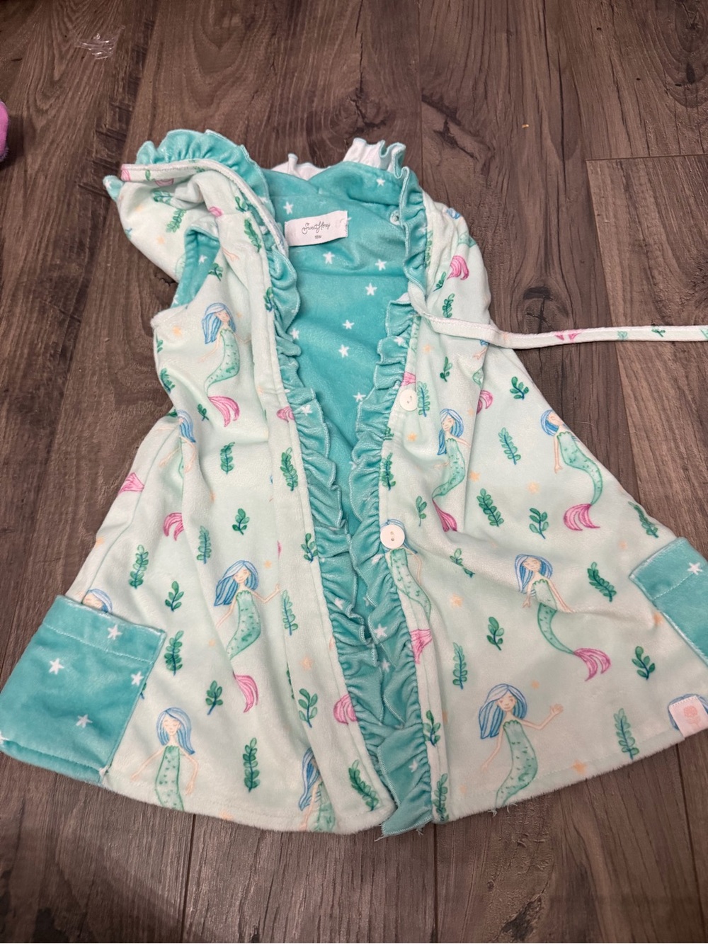 SweetHoney Girls Mint Mermaid Swim Coverup with Teal Accents